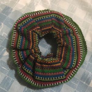 Hand made scrunchie made from hand woven fabric